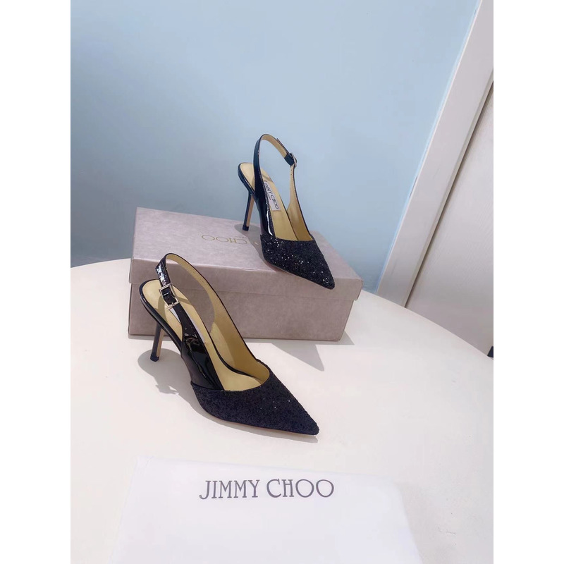 Jimmy Choo Erin Glitter Slingback Pumps Black