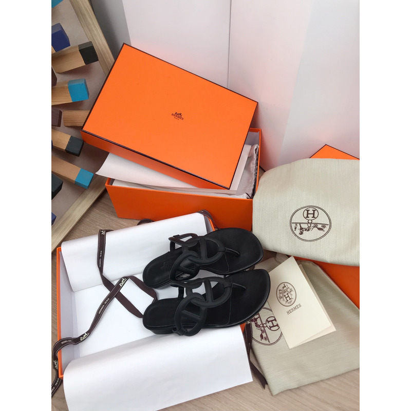 H**mes ladies lambskin waterproof bottom slides black