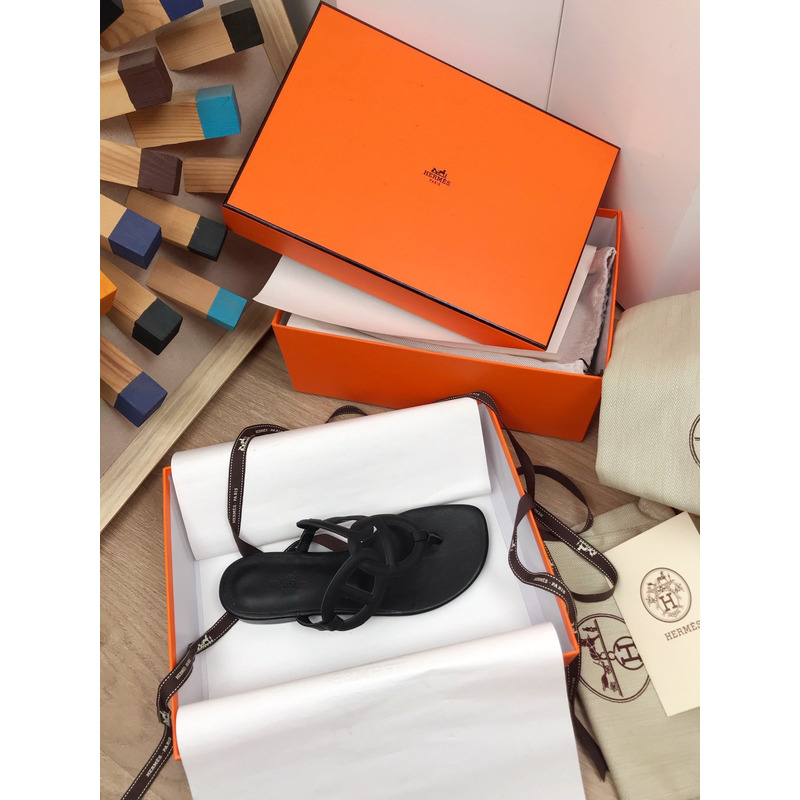 H**mes ladies lambskin waterproof bottom slides black