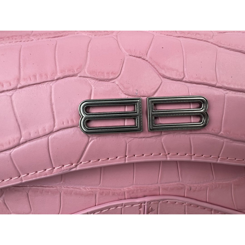 Ba*len*cia*ga  croc-embossed calfskin handbag pink