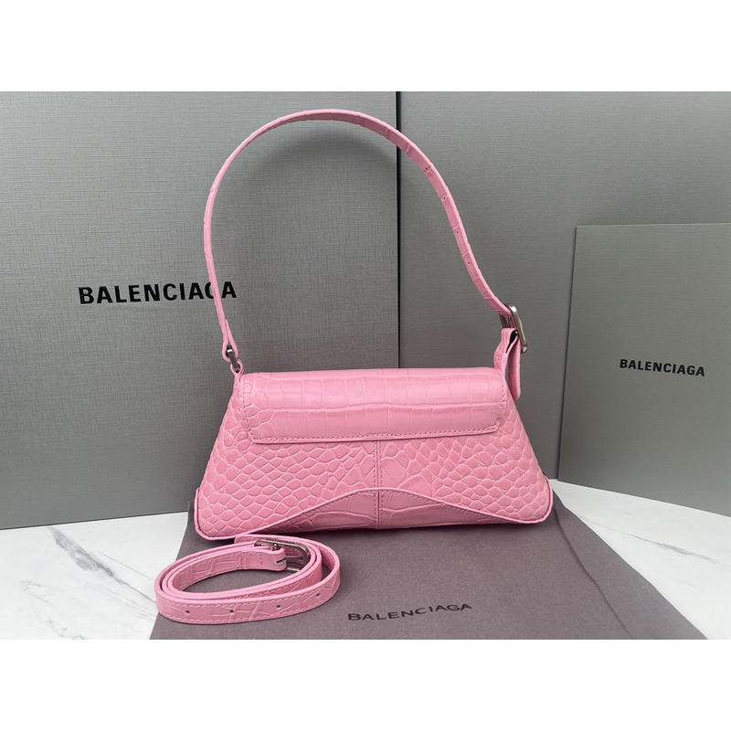 Ba*len*cia*ga  croc-embossed calfskin handbag pink