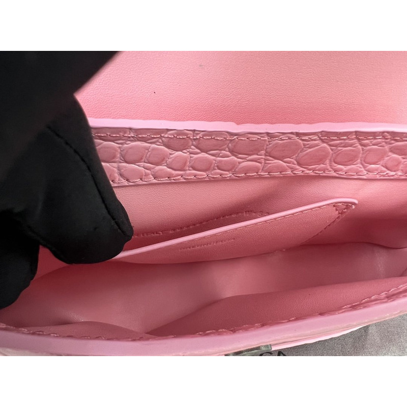 Ba*len*cia*ga  croc-embossed calfskin handbag pink