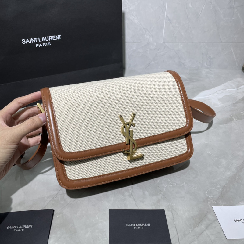 Saint Laurent M Solferino logo Shoulder Bag Brown