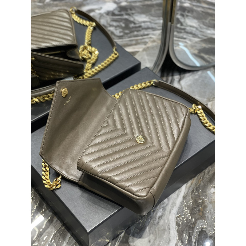 Saint Laurent Monogram College Frosted Shoulder Bag Grey