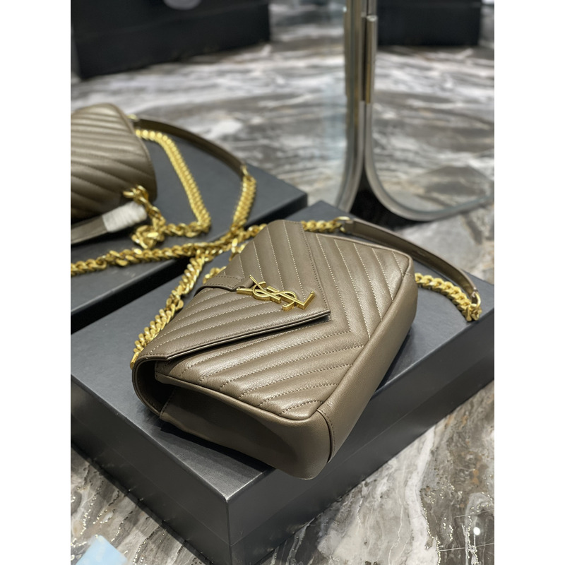 Saint Laurent Monogram College Frosted Shoulder Bag Grey