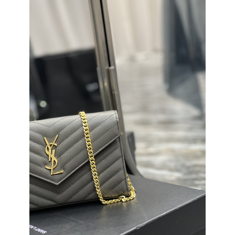 Saint Laurent Monogram Envelope Bag Grey