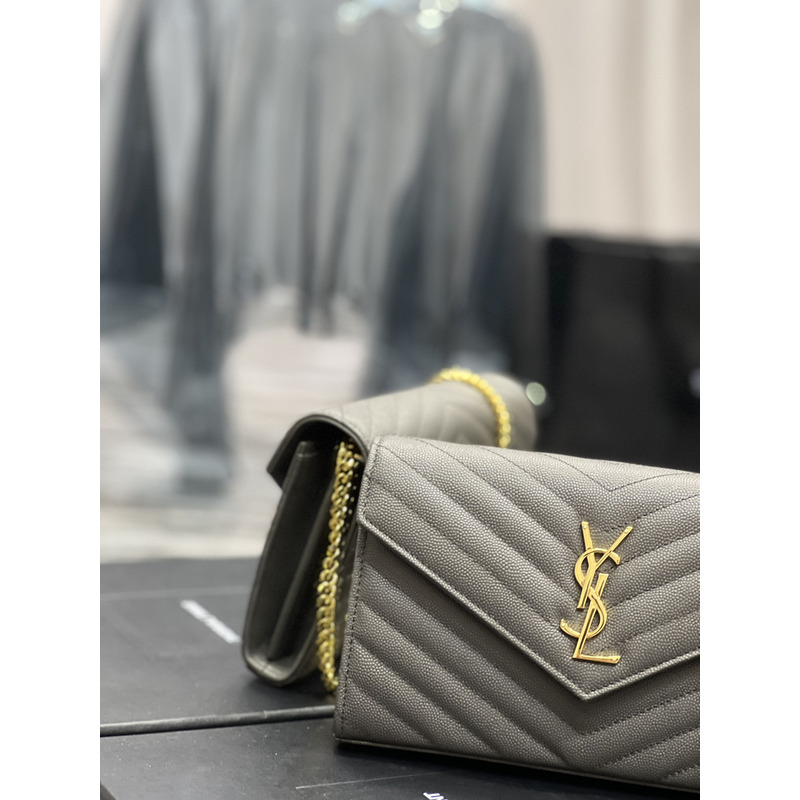 Saint Laurent Monogram Envelope Bag Grey