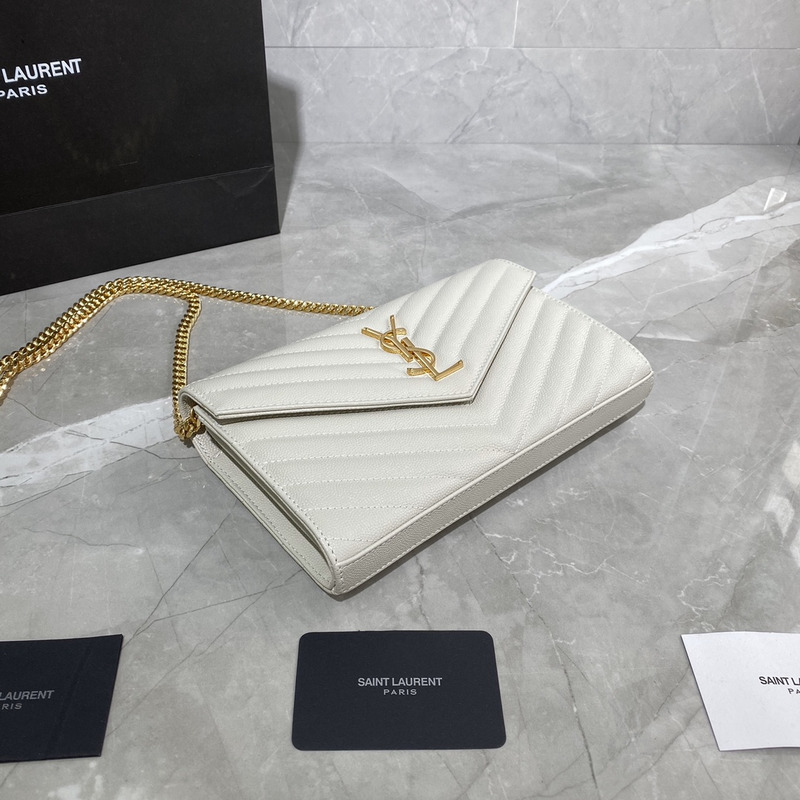 Saint Laurent Loulou Small Quilted Leather Shoulder Bag  White 22.5x14x4cm