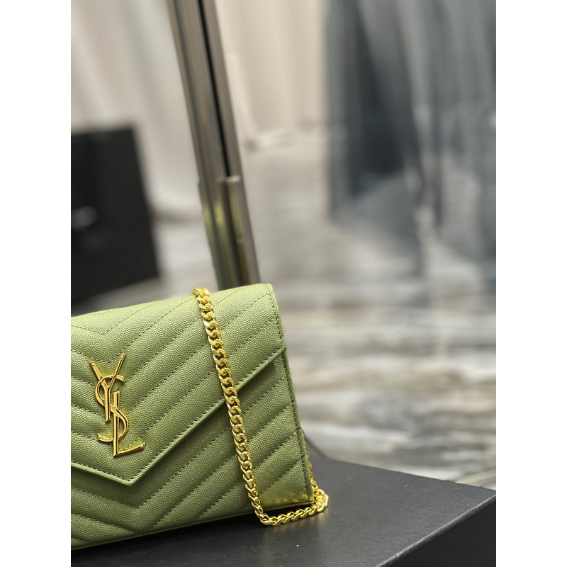Saint Laurent Monogram Envelope Bag Green
