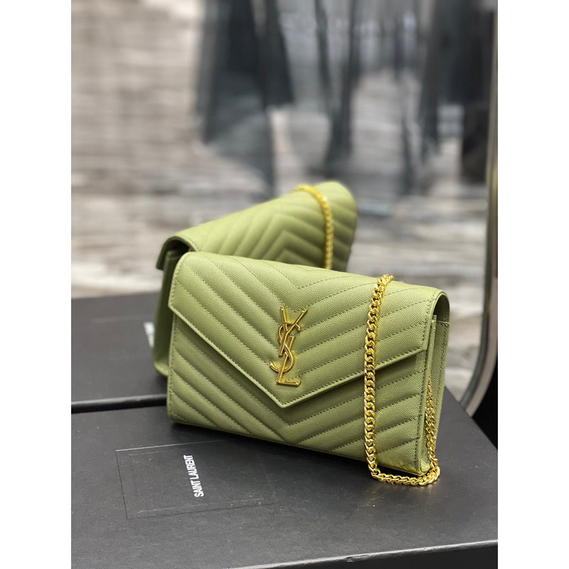 Saint Laurent Monogram Envelope Bag Green