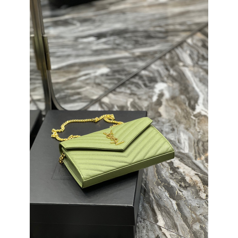 Saint Laurent Monogram Envelope Bag Green