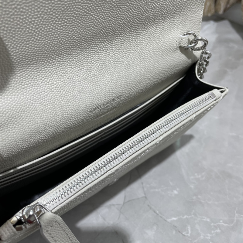 Saint Laurent Loulou Small Quilted Leather Shoulder Bag White