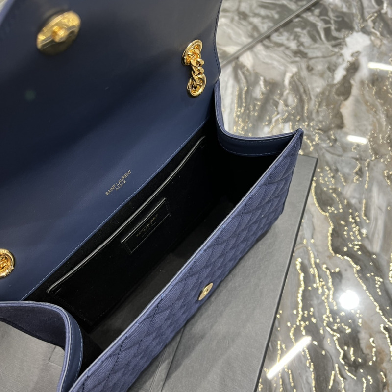 Saint Laurent  Leather Messenger Bag Blue