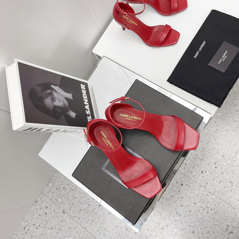 Saint Laurent Amber Leather Sandals Red