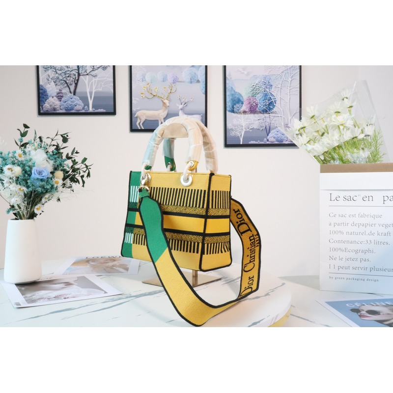 D*or lady d-lite handbag yellow and green