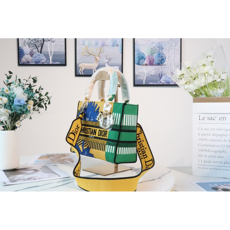 D*or lady d-lite handbag yellow and green