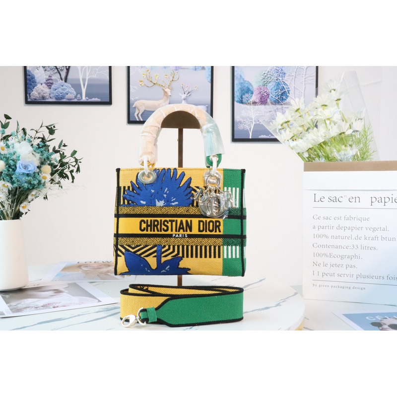 D*or lady d-lite handbag yellow and green