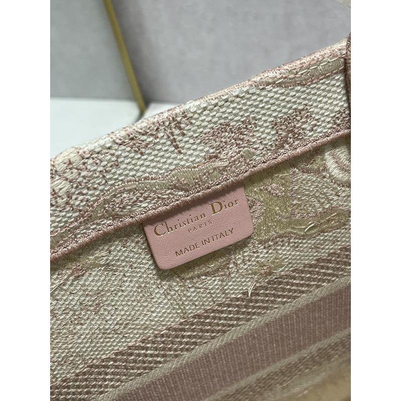 D*or large joy print embroidered book tote bag medium 36×28 cm light pink cream