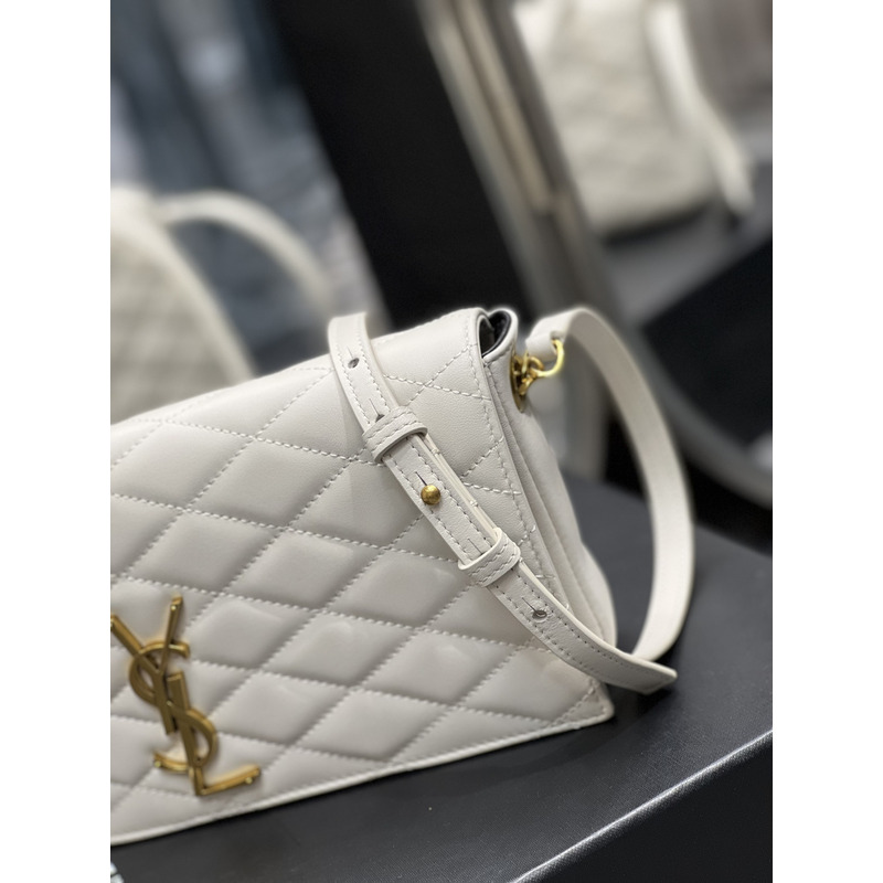 Saint Laurent Becky Flap Shoulder Bag White