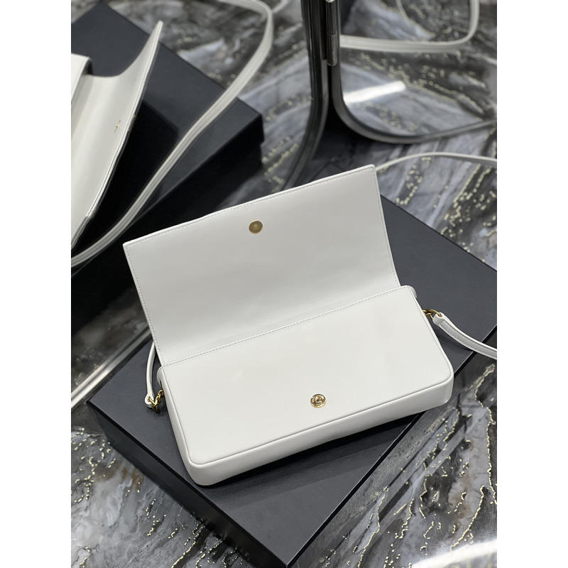 Saint Laurent Becky Flap Shoulder Bag White