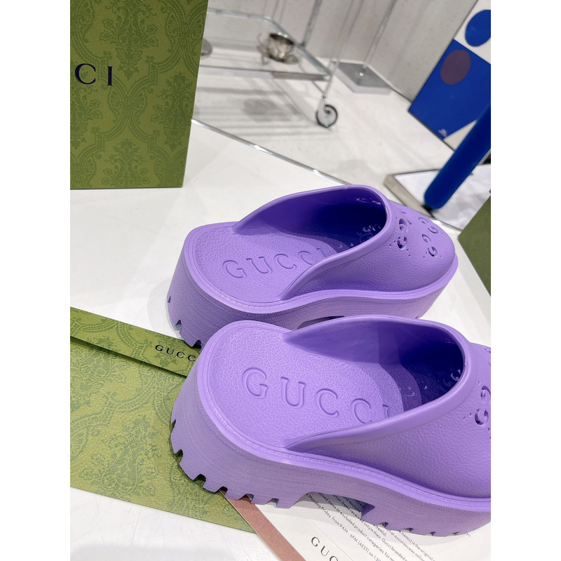 G*u*i gg flat rubber slippers purple