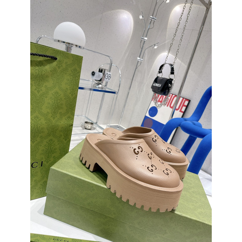 G*u*i gg flat rubber slippers brown