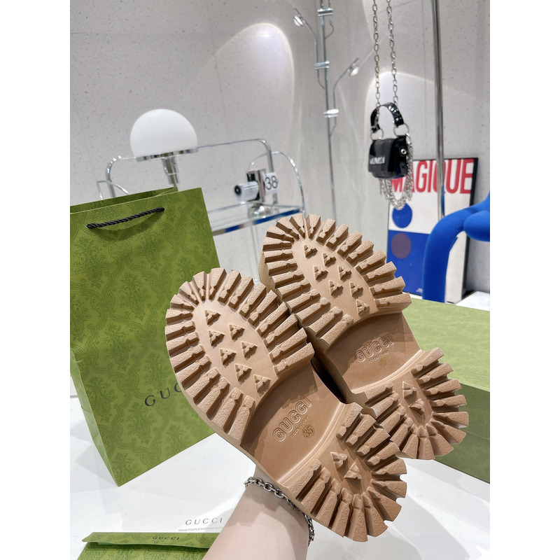 G*u*i gg flat rubber slippers brown
