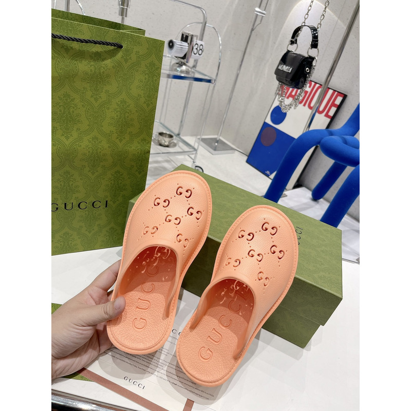 G*u*i gg flat rubber slippers light pink