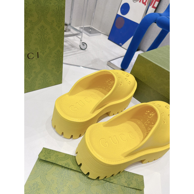 G*u*i gg flat rubber slippers yellow