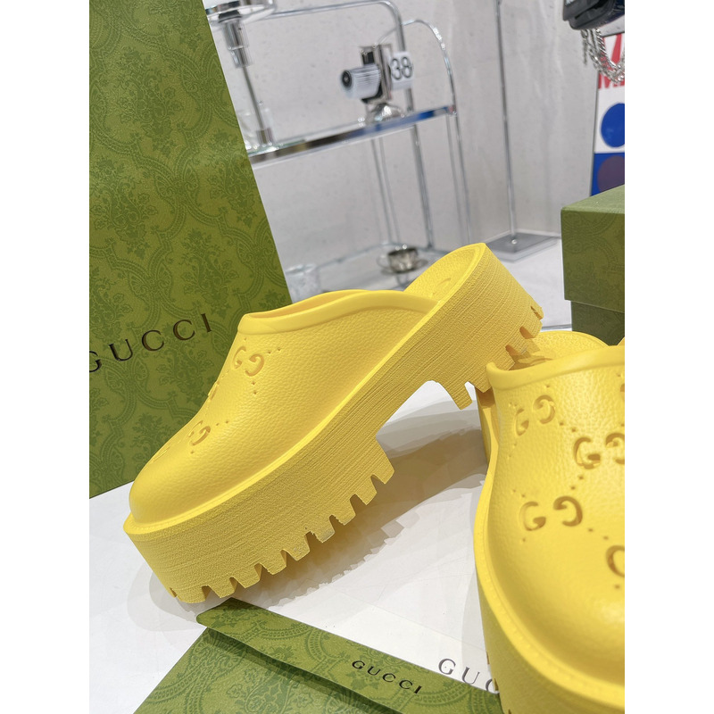 G*u*i gg flat rubber slippers yellow