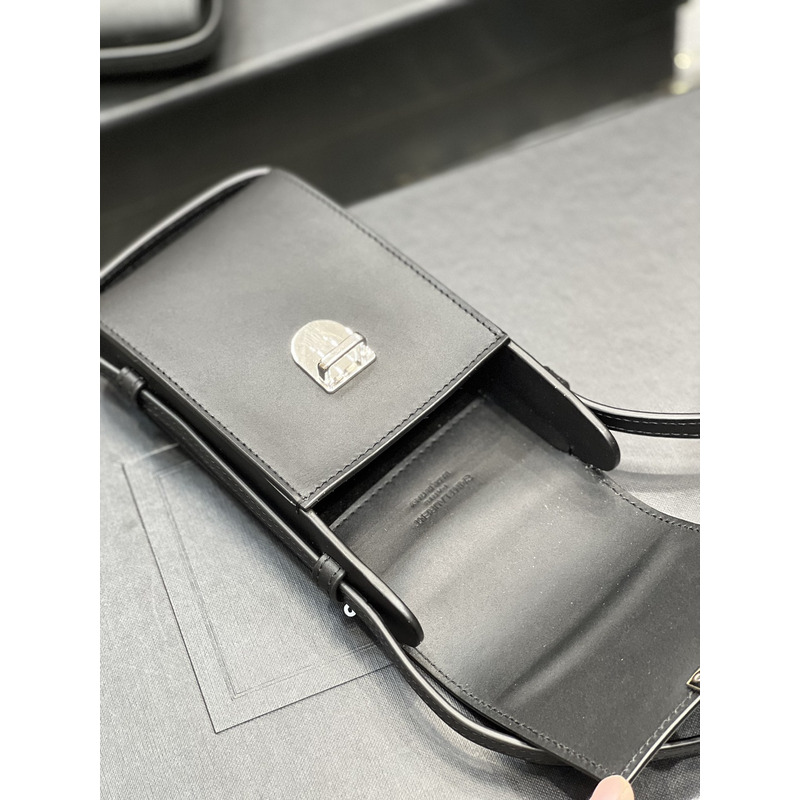Saint Laurent Leather Phone Bag 17*15*7cm Black