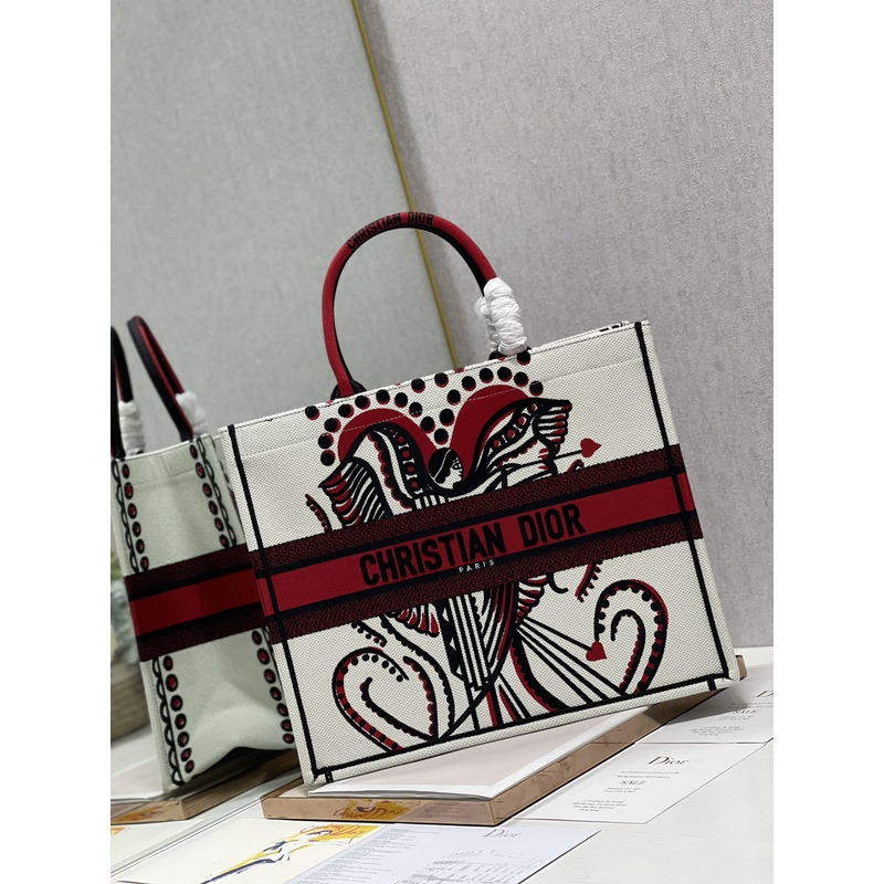 D*or ladies shopping bag graffiti tote bag 41*32cm red and white