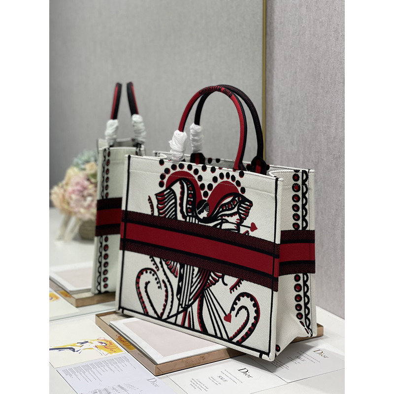 D*or ladies shopping bag graffiti tote bag 41*32cm red and white