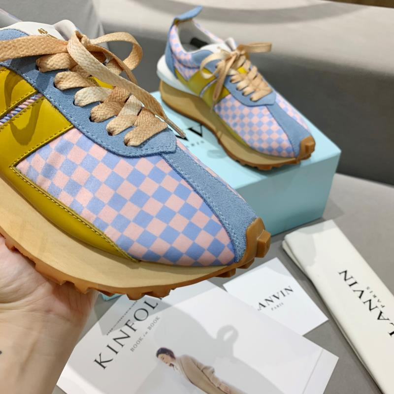 LANVIN BumperPink Blue Plaid Yellow Stripe Sneaker
