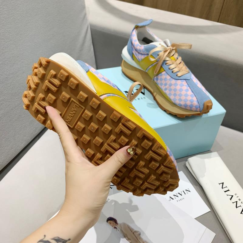 LANVIN BumperPink Blue Plaid Yellow Stripe Sneaker