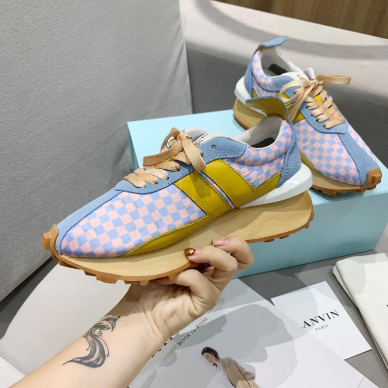 LANVIN BumperPink Blue Plaid Yellow Stripe Sneaker