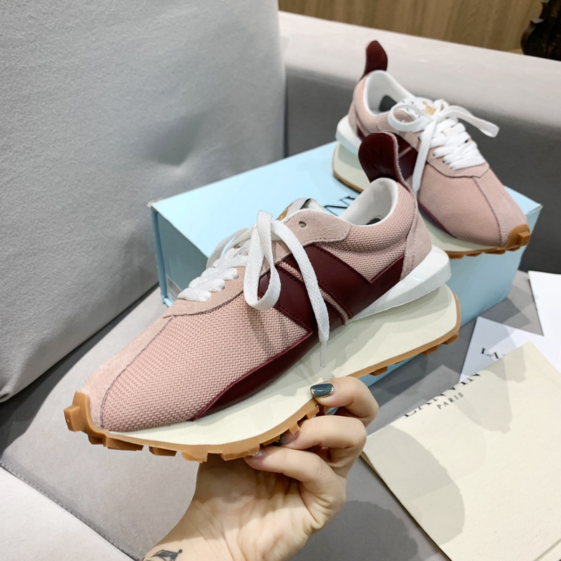 LANVIN Bumper Red Striped Sneakers on Pink