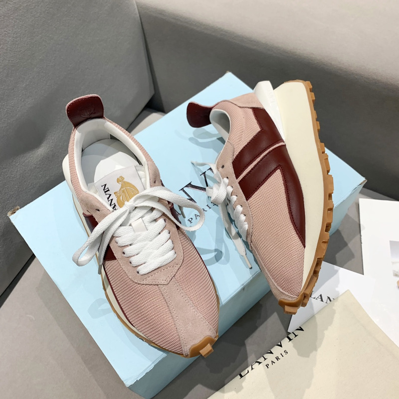 LANVIN Bumper Red Striped Sneakers on Pink