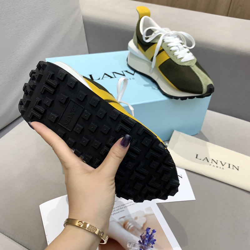 LANVIN Bumper Yellow Striped Sneakers on Black