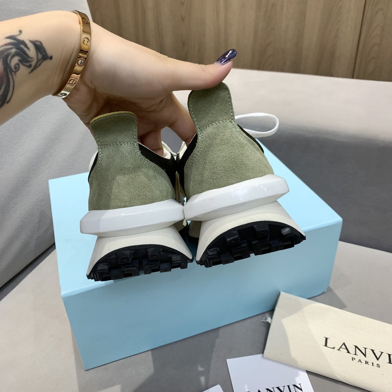 LANVIN Bumper Yellow Striped Sneakers on Black