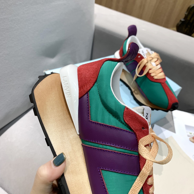 LANVIN Bumper Red Striped Sneakers on Green