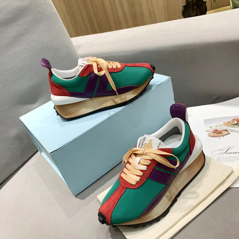 LANVIN Bumper Red Striped Sneakers on Green