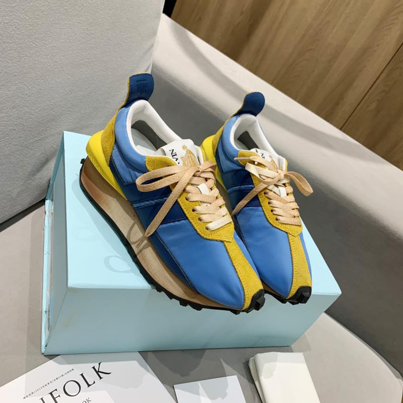 LANVIN Bumper Yellow Striped Sneakers on Blue