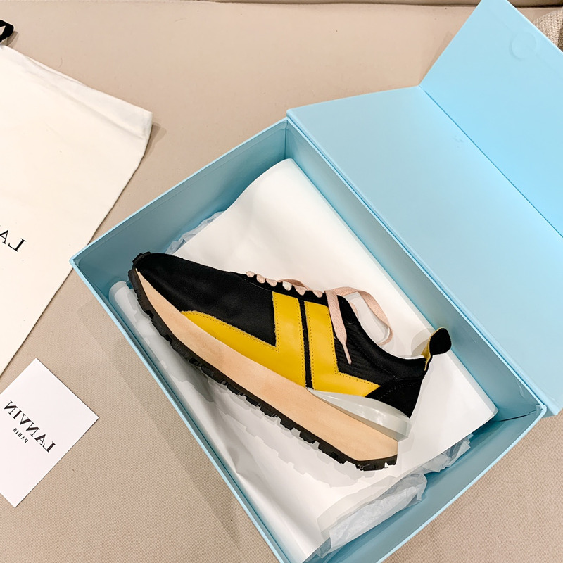 LANVIN Bumper Yellow Striped Sneakers on Black