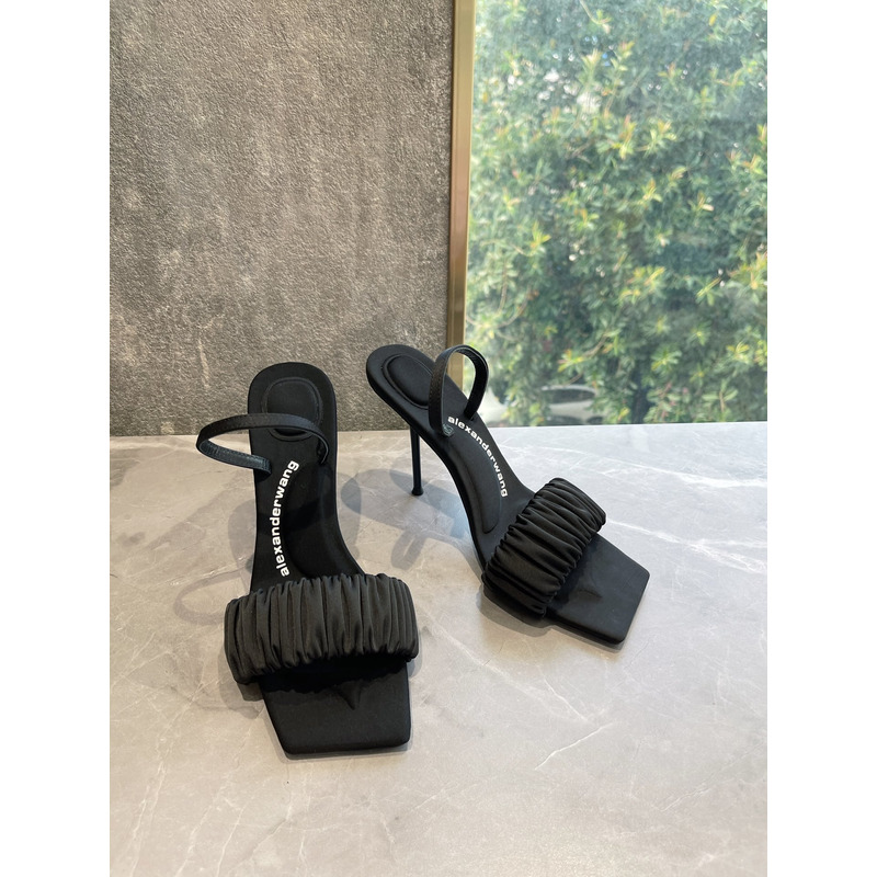 Alexander Wang Julie Scrunchie Slippers Black 10cm