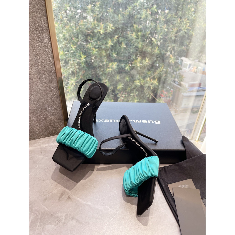 Alexander Wang Julie Scrunchie Slippers Blue 10cm