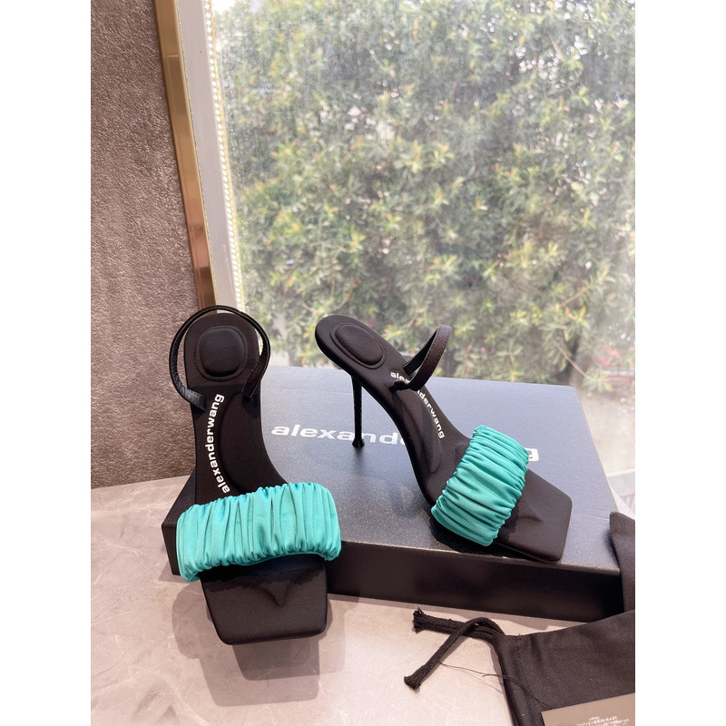 Alexander Wang Julie Scrunchie Slippers Blue 10cm