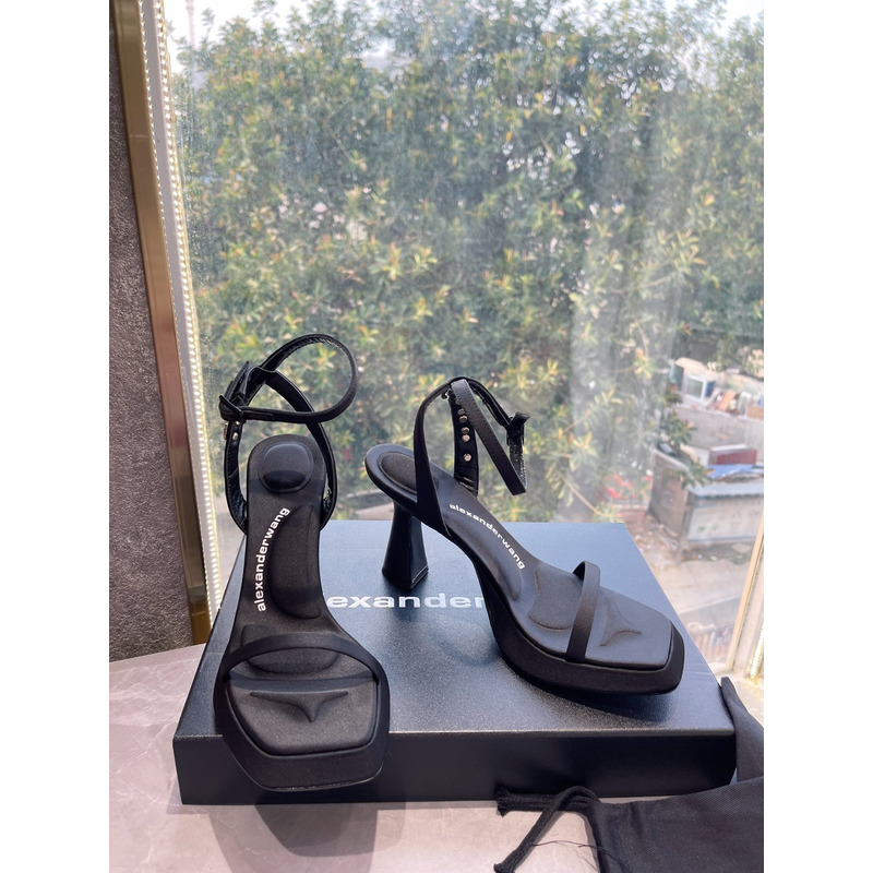 Alexander Wang Satin Platform Sandals Black