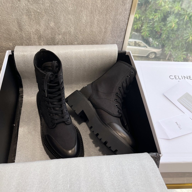 Ce**e bulky laced up boot in nylon and shiny bull