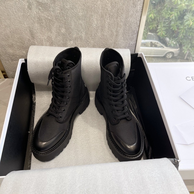 Ce**e bulky laced up boot in nylon and shiny bull